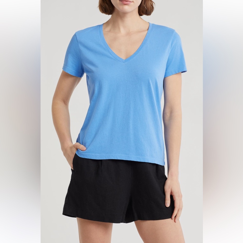 🔶3/$50🔸 MADEWELL NWT Vintage Jersey SoftFade V-Neck Short Sleeve Tee, blue